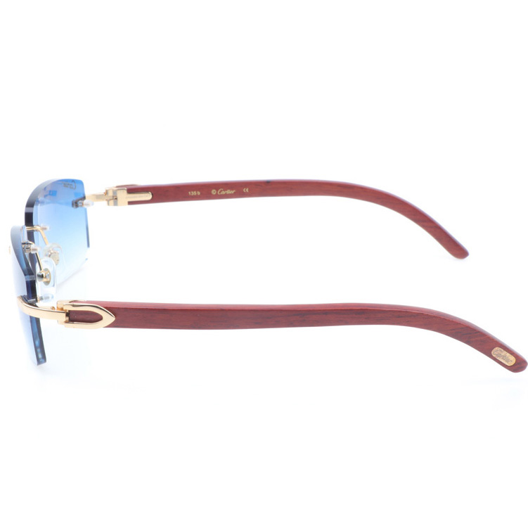 Cartier CT 3524012 Wood Sunglasses In Gold Gradient Blue - FashionPlug