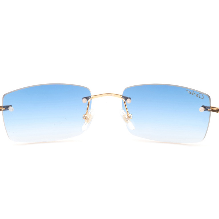 Cartier CT 3524012 Wood Sunglasses In Gold Gradient Blue - FashionPlug