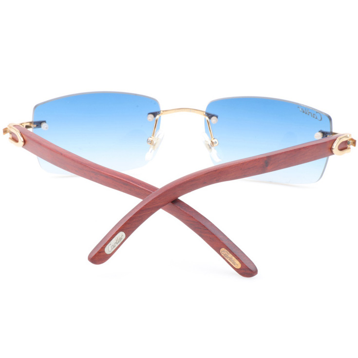 Cartier CT 3524012 Wood Sunglasses In Gold Gradient Blue - FashionPlug