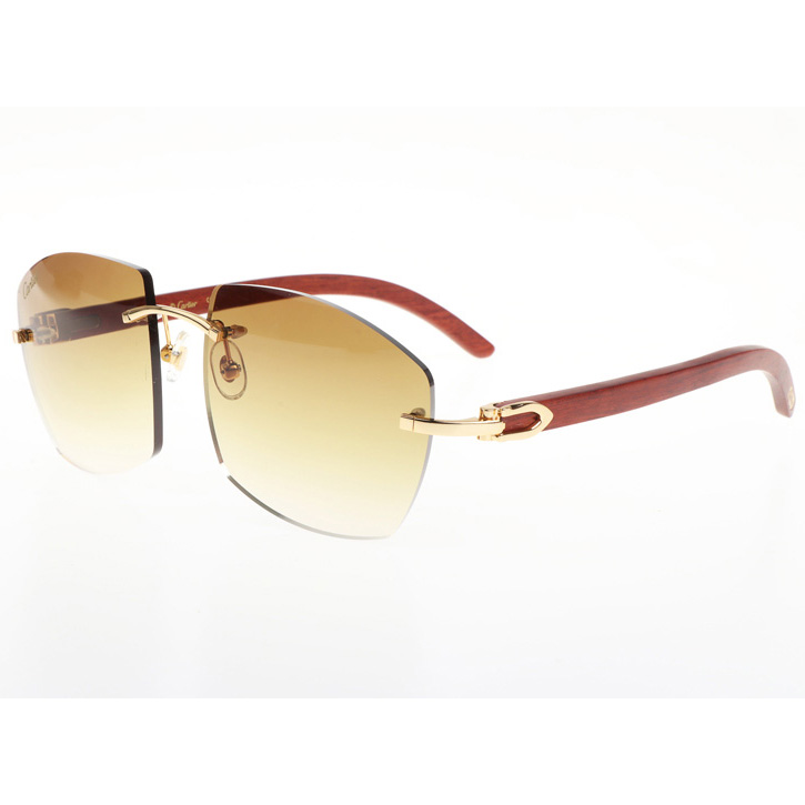 Cartier CT 4189706 Wood Sunglasses In Gold Gradient Brown - FashionPlug
