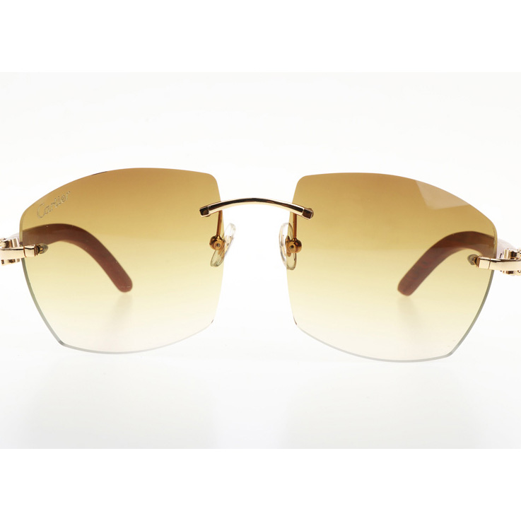 Cartier CT 4189706 Wood Sunglasses In Gold Gradient Brown - FashionPlug