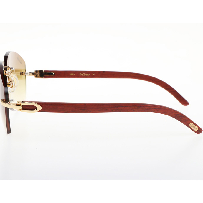 Cartier CT 4189706 Wood Sunglasses In Gold Gradient Brown - FashionPlug