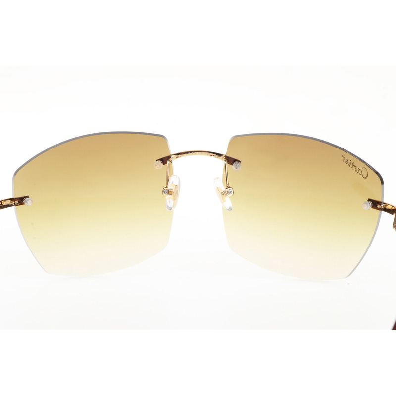 Cartier CT 4189706 Wood Sunglasses In Gold Gradient Brown - FashionPlug