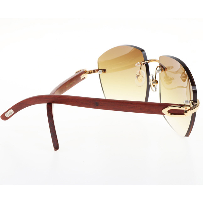 Cartier CT 4189706 Wood Sunglasses In Gold Gradient Brown - FashionPlug