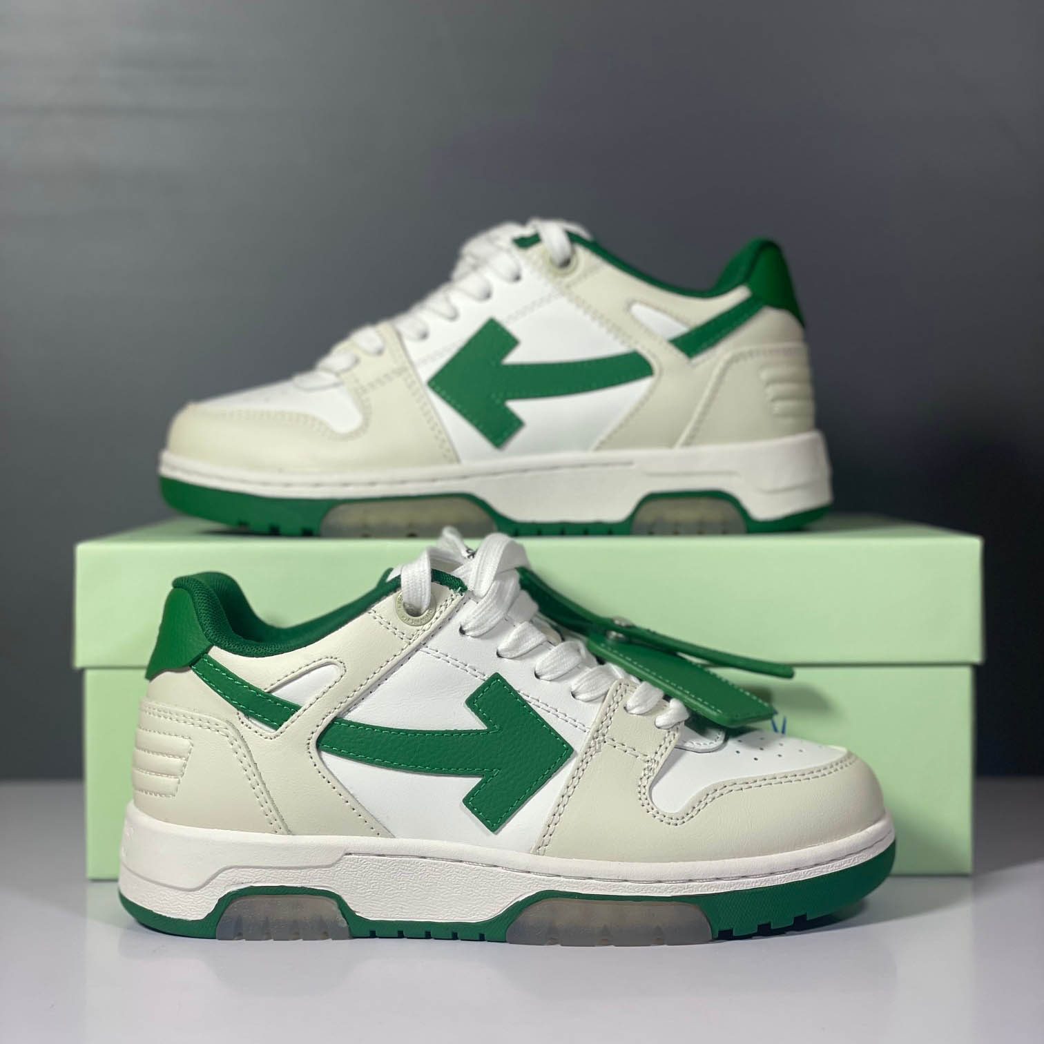 Off-White Out Of Office Low 'White Green' - FashionPlug