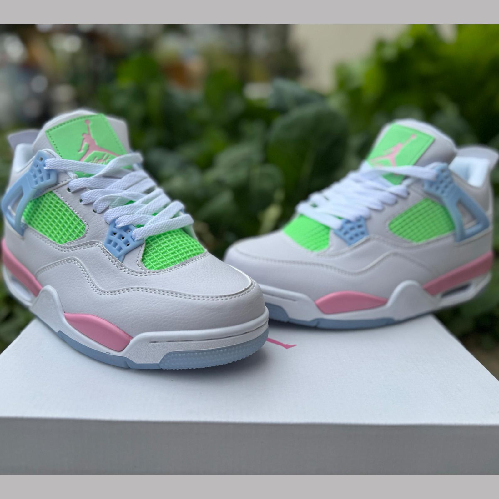 Air Jordan 4 Retro White/Blue/ Green 553560-113  - FashionPlug