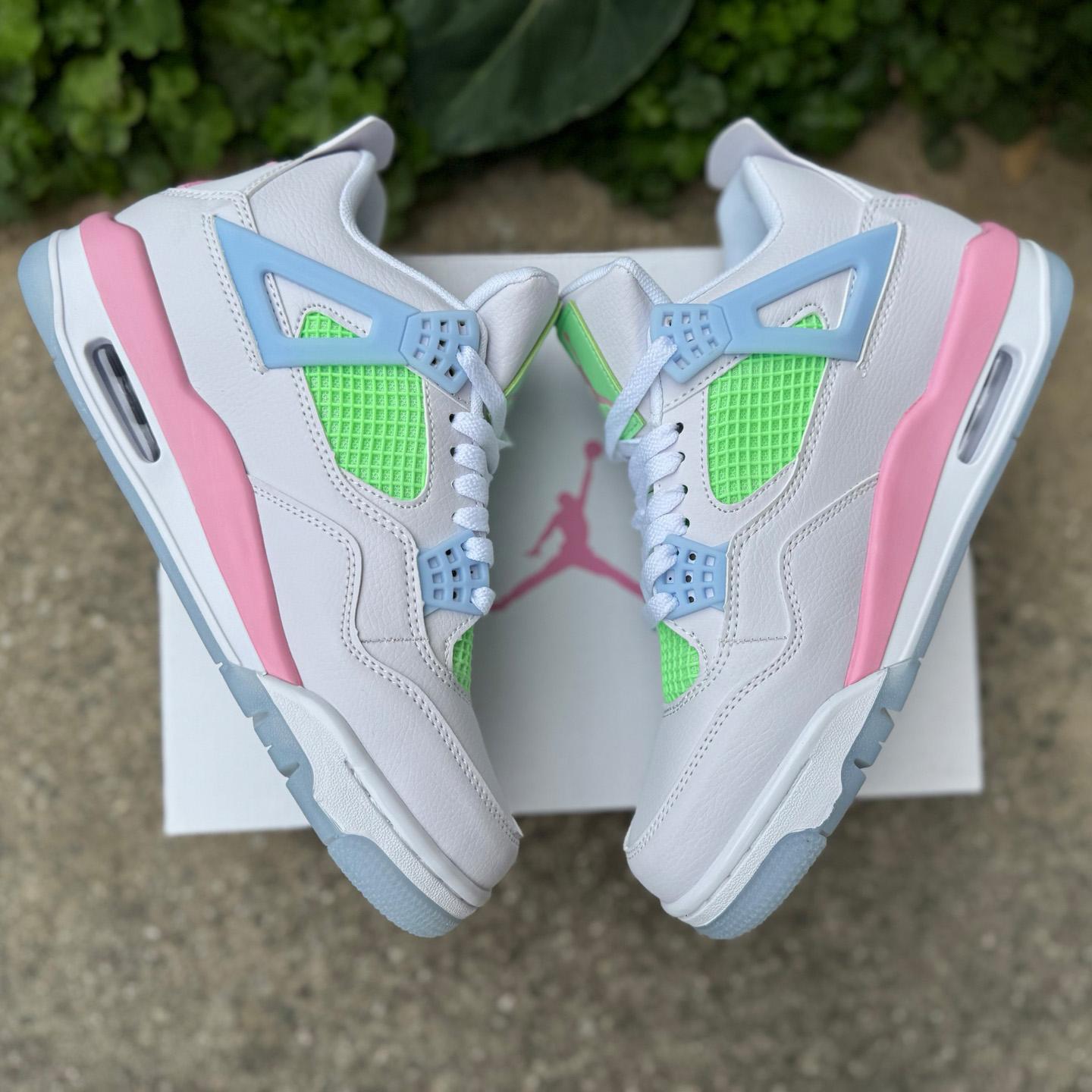Air Jordan 4 Retro White/Blue/ Green 553560-113  - FashionPlug