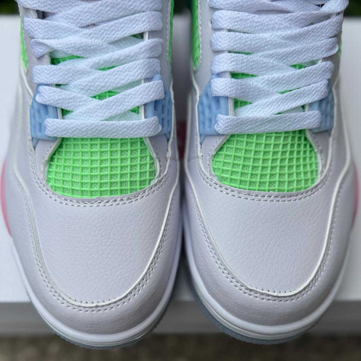 Air Jordan 4 Retro White/Blue/ Green 553560-113  - FashionPlug