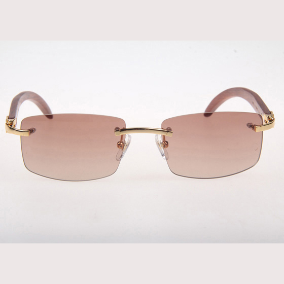 Cartier CT 3524012 Wood Sunglasses In Gold Brown - FashionPlug