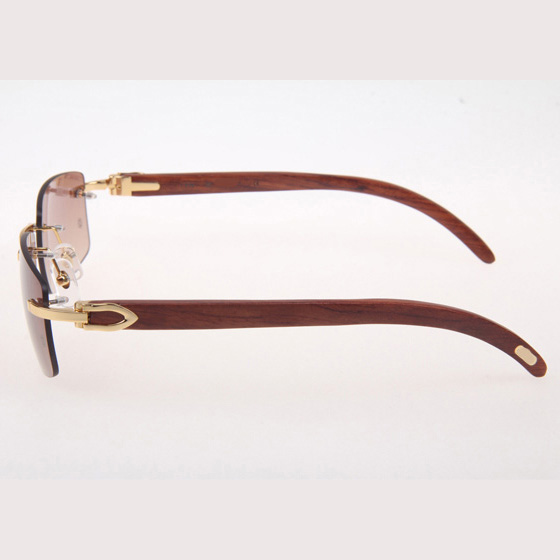 Cartier CT 3524012 Wood Sunglasses In Gold Brown - FashionPlug