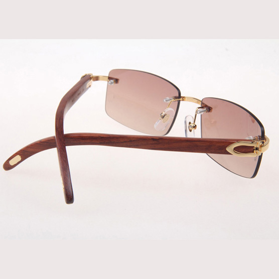 Cartier CT 3524012 Wood Sunglasses In Gold Brown - FashionPlug