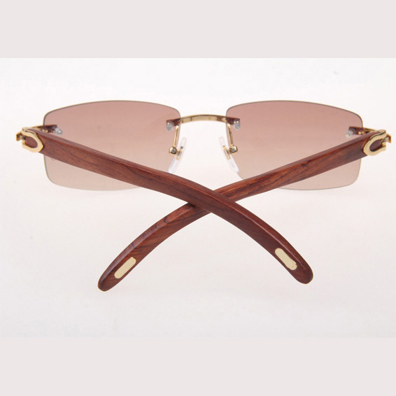 Cartier CT 3524012 Wood Sunglasses In Gold Brown - FashionPlug