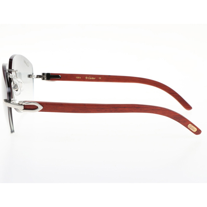 Cartier CT 4189706 Wood Sunglasses In Silver Gradient Grey - FashionPlug