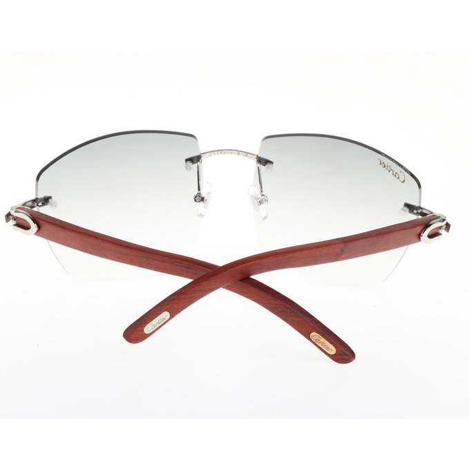 Cartier CT 4189706 Wood Sunglasses In Silver Gradient Grey - FashionPlug