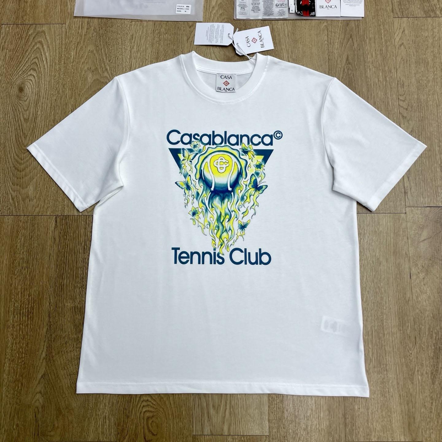 Casablanca White Tennis Club Icon Short Sleeve T‑shirt C1122 - FashionPlug