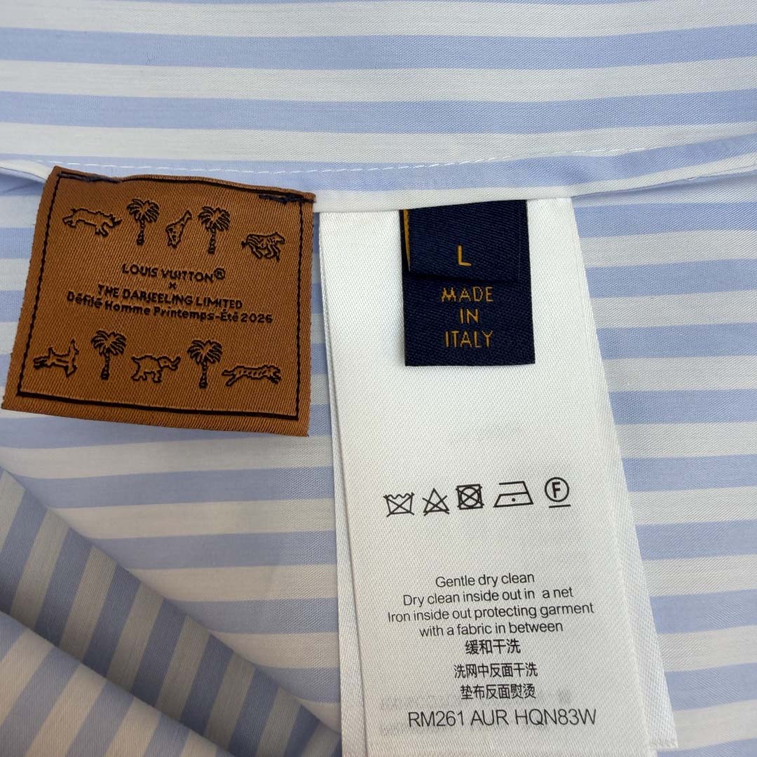 Louis Vuitton LV x The Darjeeling Limited Embroidered Striped Short Shirt     1AJUX6 - FashionPlug
