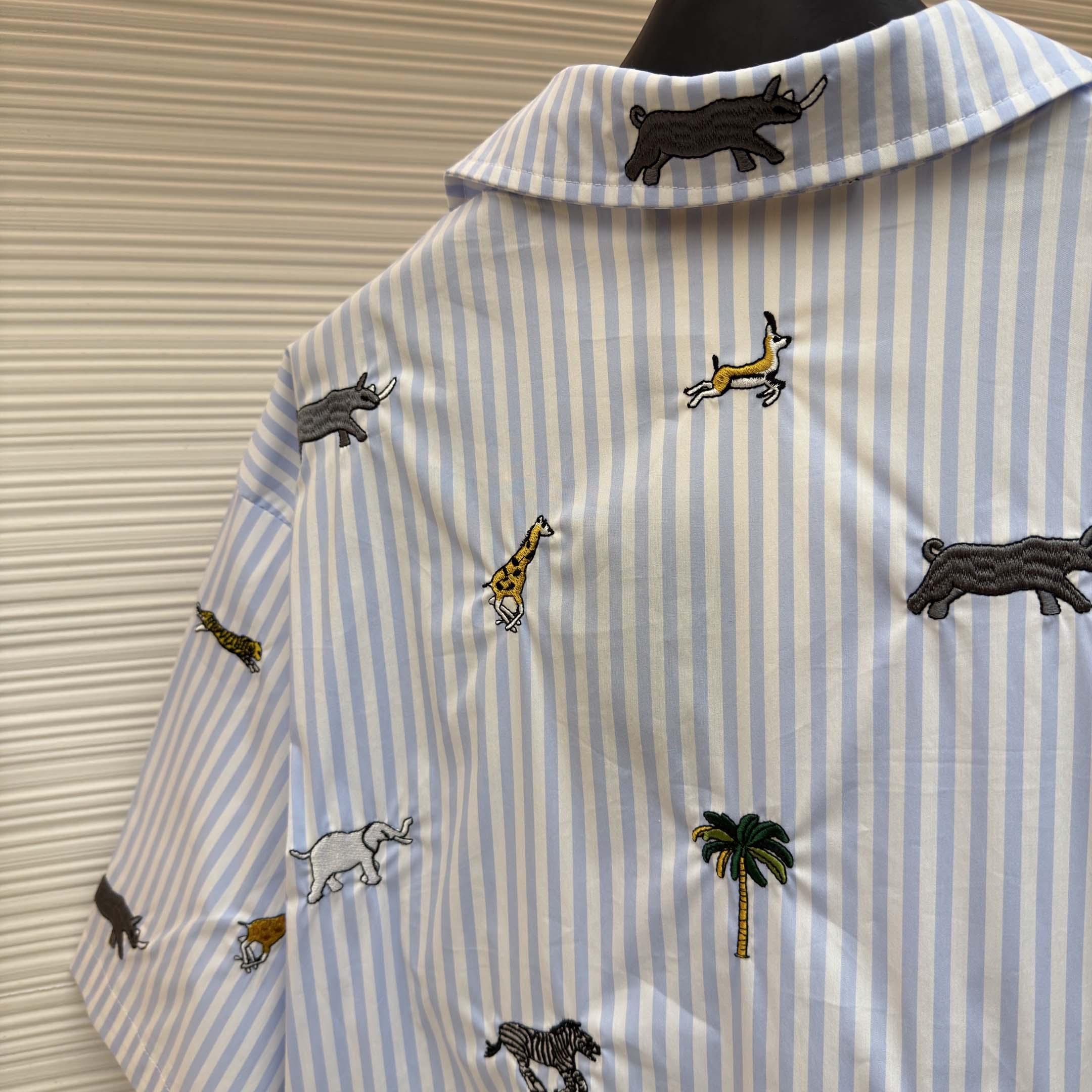 Louis Vuitton LV x The Darjeeling Limited Embroidered Striped Short Shirt     1AJUX6 - FashionPlug