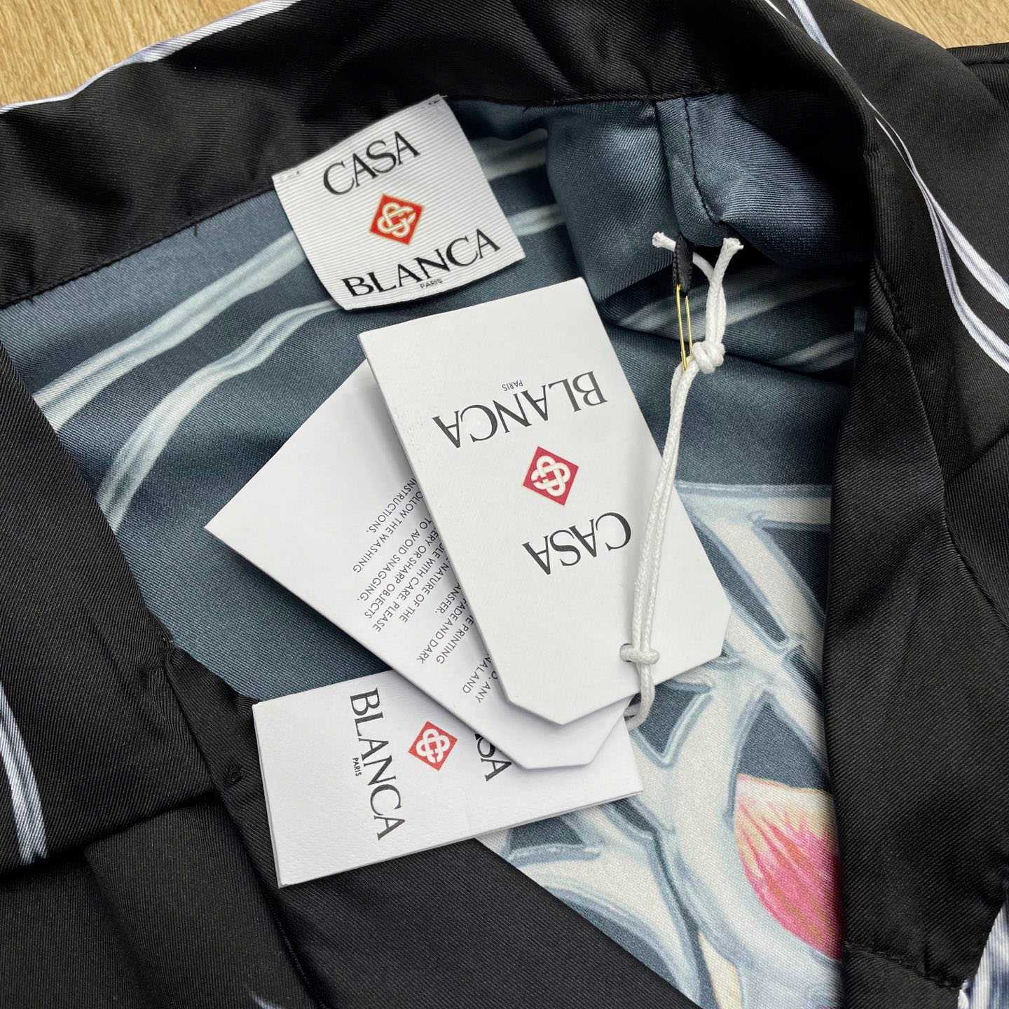 Casablanca Blades Short Sleeve Silk Satin Shirt CA3571 - FashionPlug