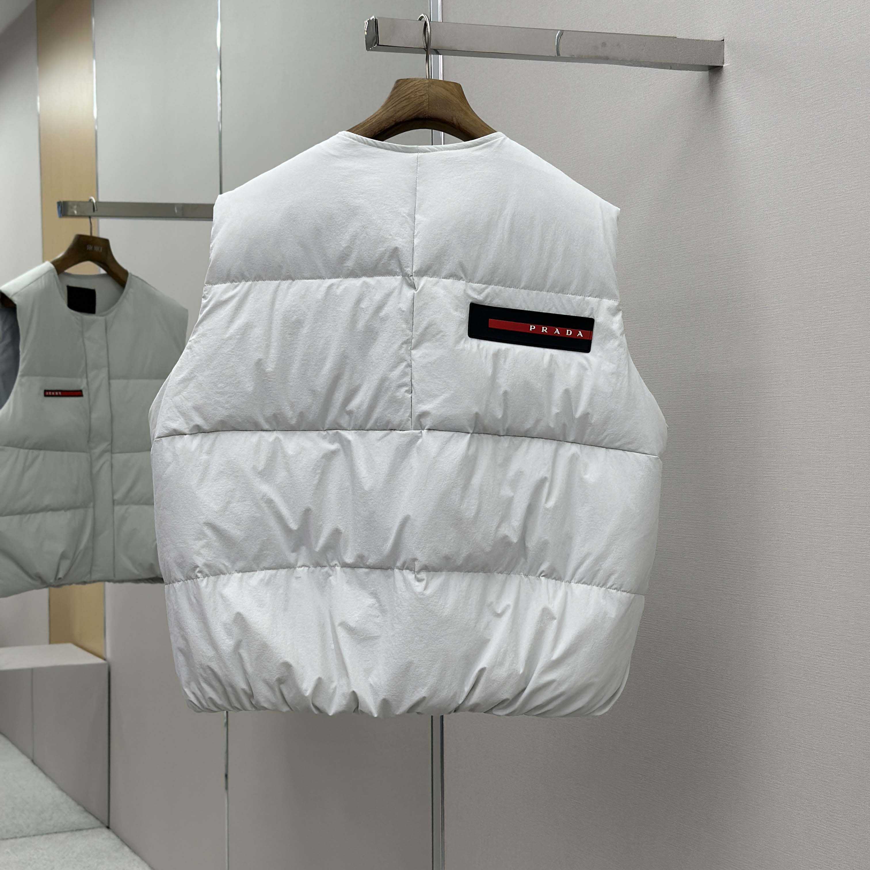 Prada White Nylon Puffer Gilet Jacket - FashionPlug