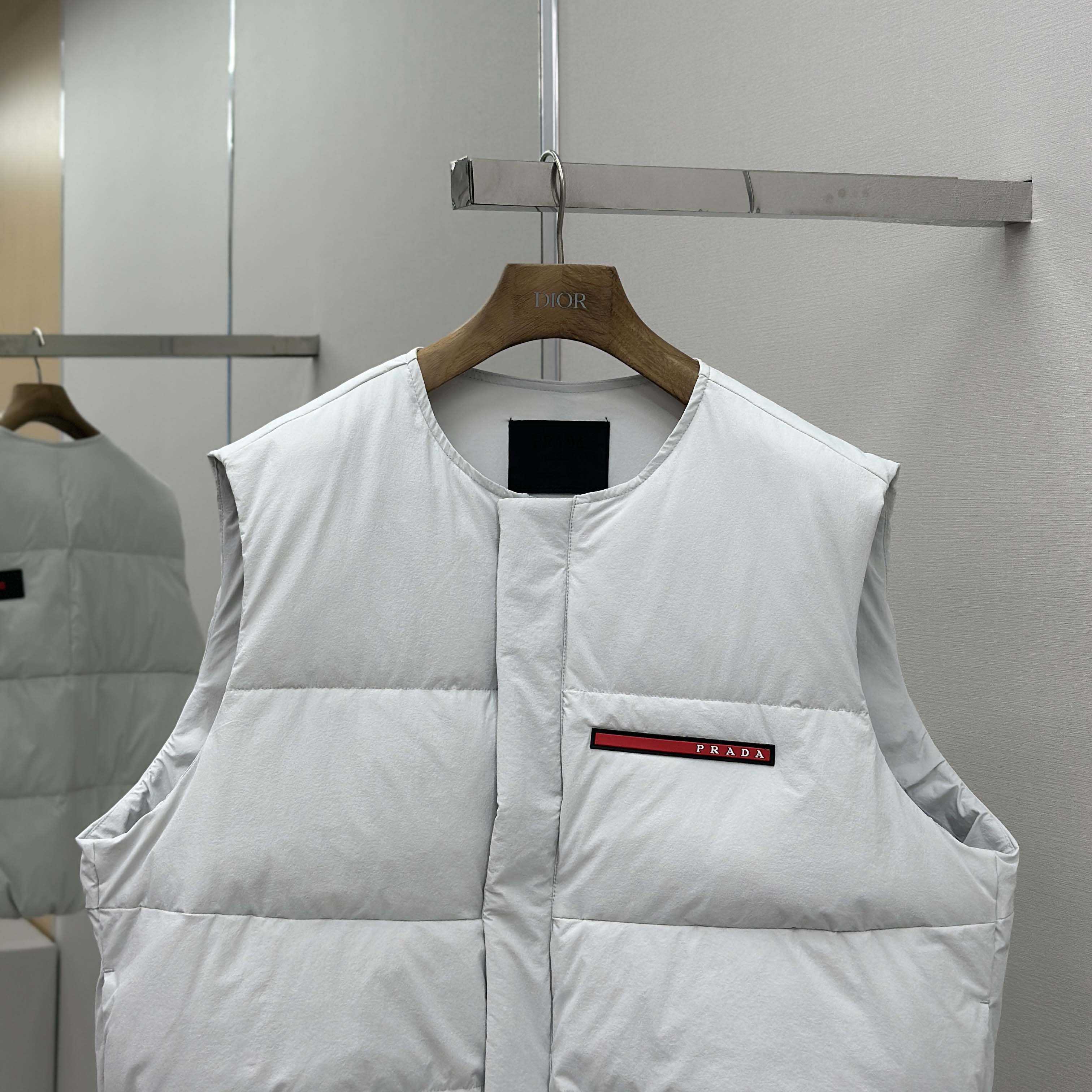 Prada White Nylon Puffer Gilet Jacket - FashionPlug