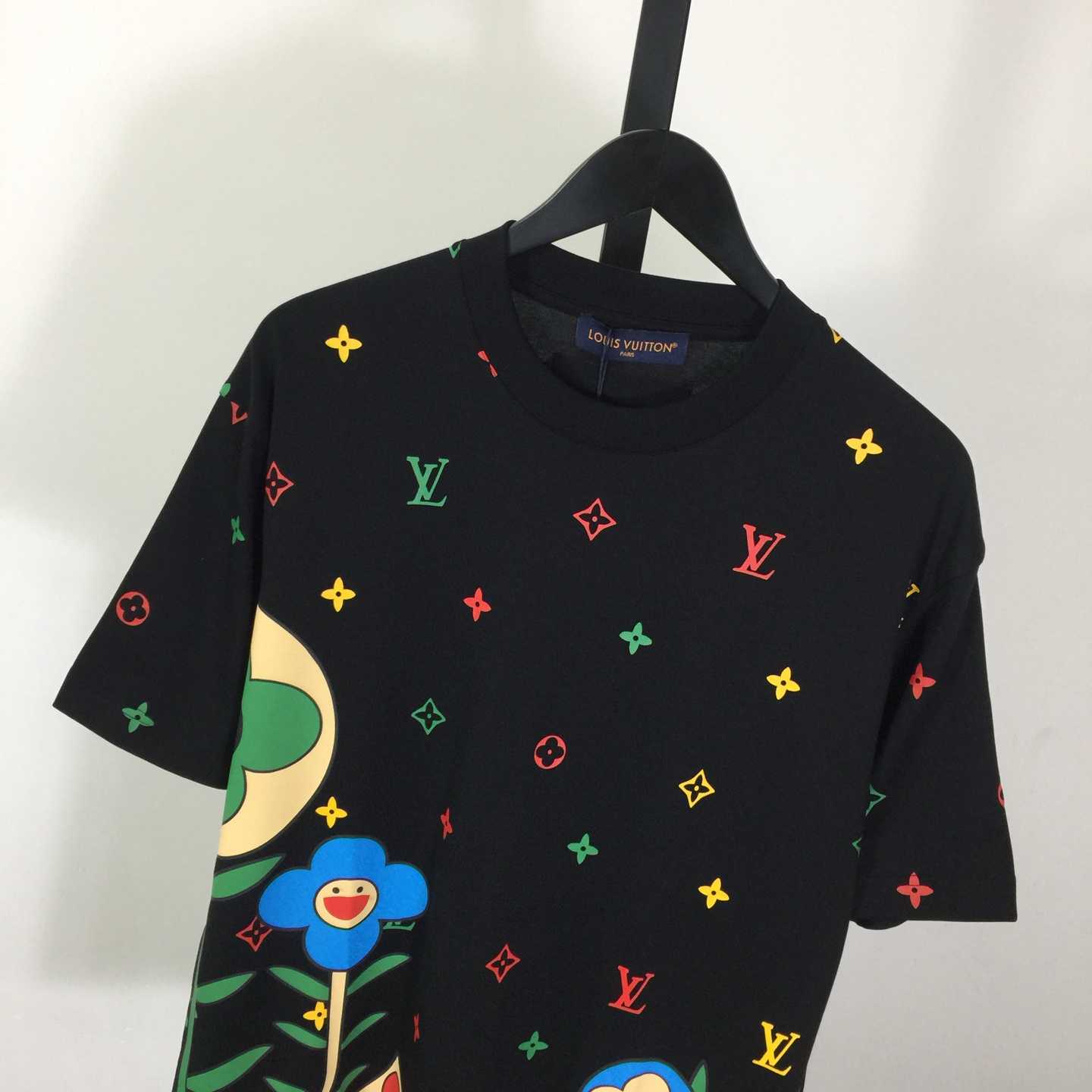 Louis Vuitton Cotton T-shirt With A Colorful Flower Graphic Print - FashionPlug