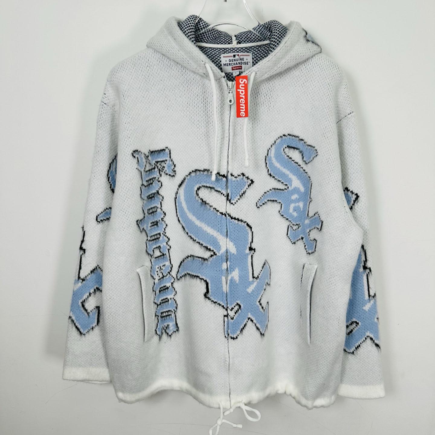 Supreme x Chicago White Sox Zip Up Hooded Sweater 'White' - FashionPlug