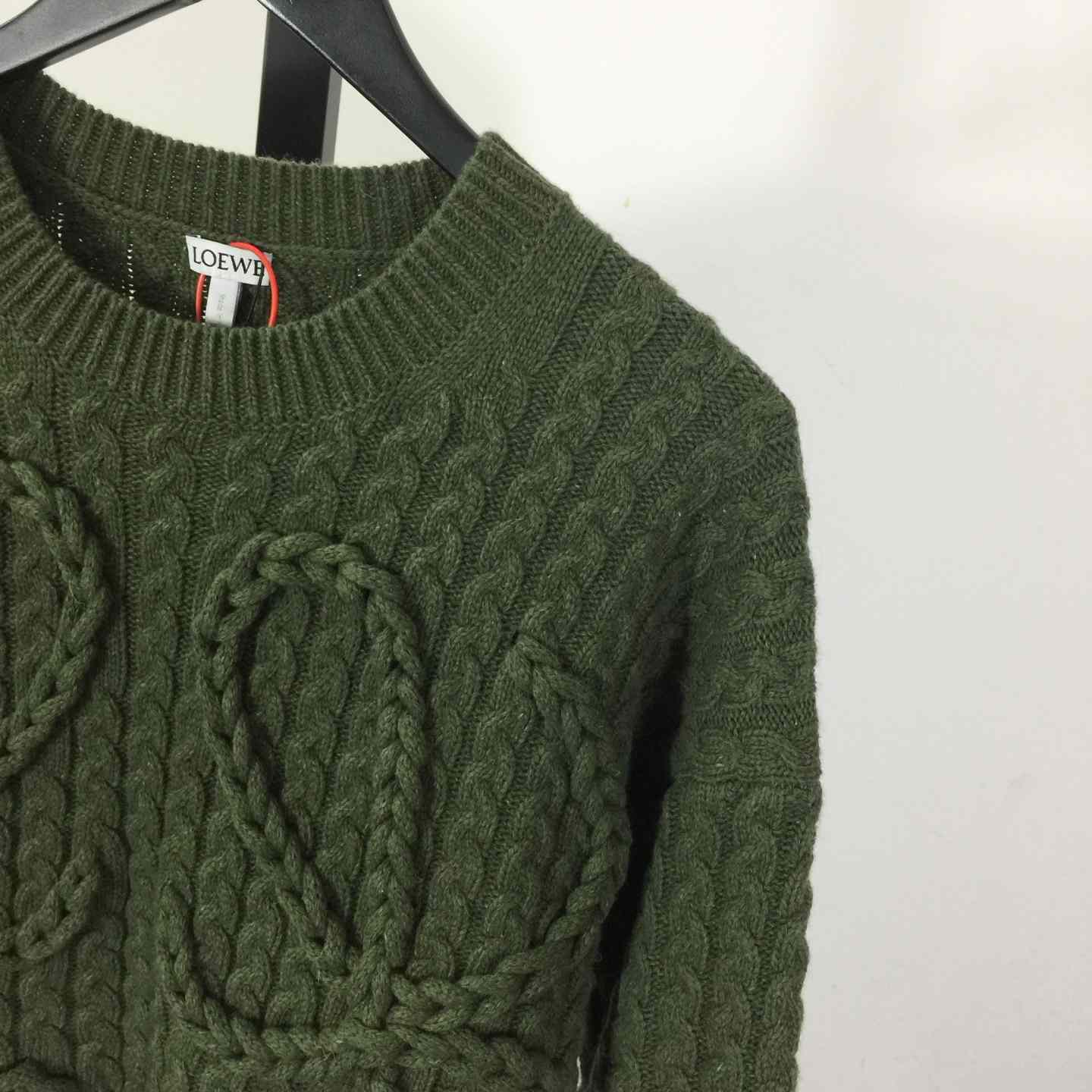 Loewe Men's Anagram Cable-Knit Wool - FashionPlug