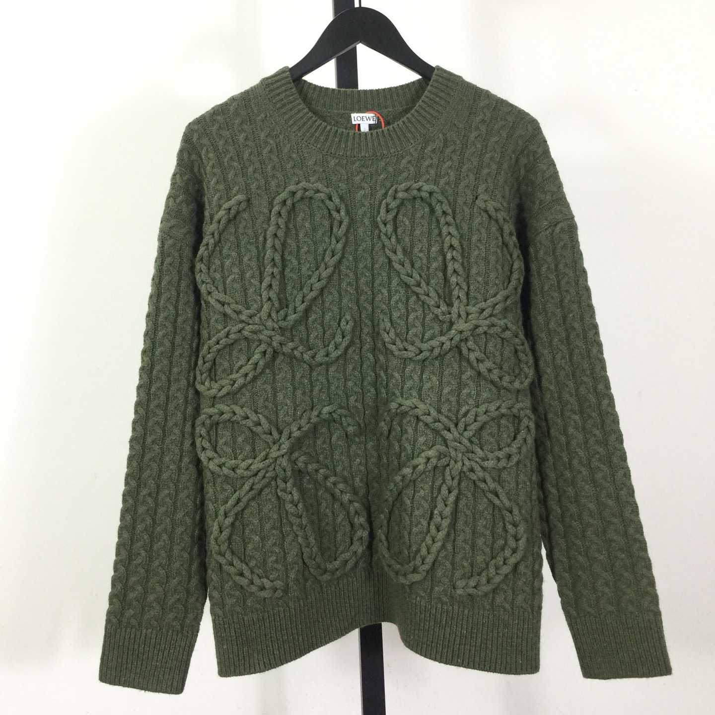 Loewe Men's Anagram Cable-Knit Wool - FashionPlug