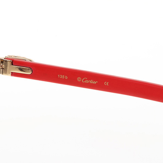 Cartier CT 4189706 Big Diamond Red Wood Sunglasses In Gold Gradient Grey - FashionPlug