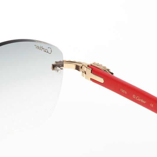Cartier CT 4189706 Big Diamond Red Wood Sunglasses In Gold Gradient Grey - FashionPlug
