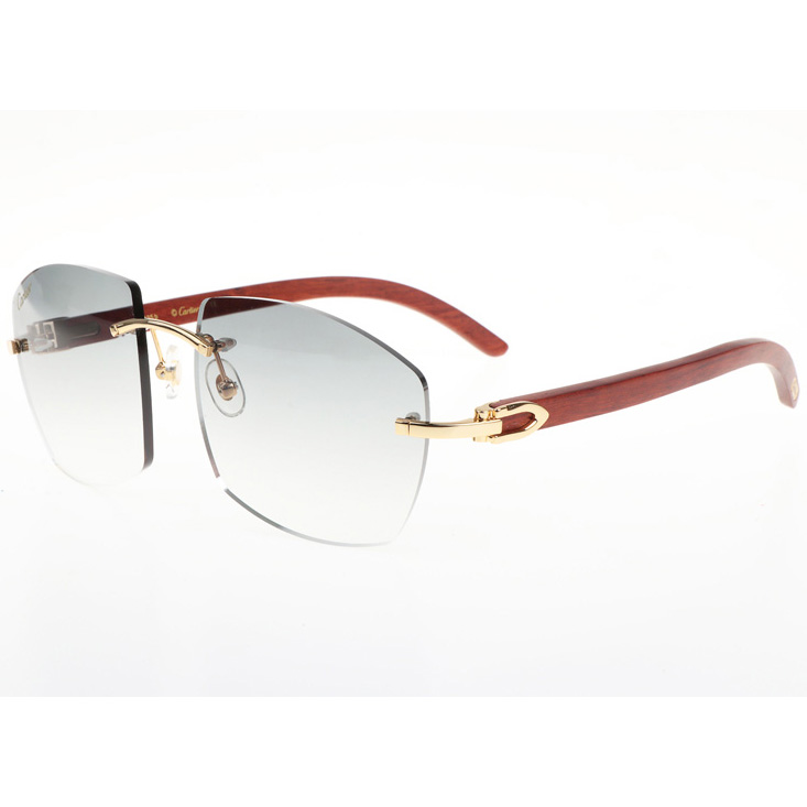 Cartier CT 4189706 Wood Sunglasses In Gold Gradient Grey - FashionPlug