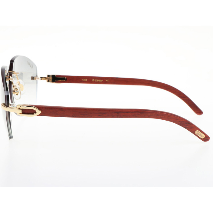 Cartier CT 4189706 Wood Sunglasses In Gold Gradient Grey - FashionPlug