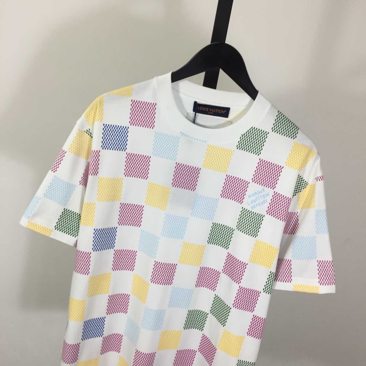 Louis Vuitton Damier Jacquard Short-sleeved Crewneck T-shirt - FashionPlug