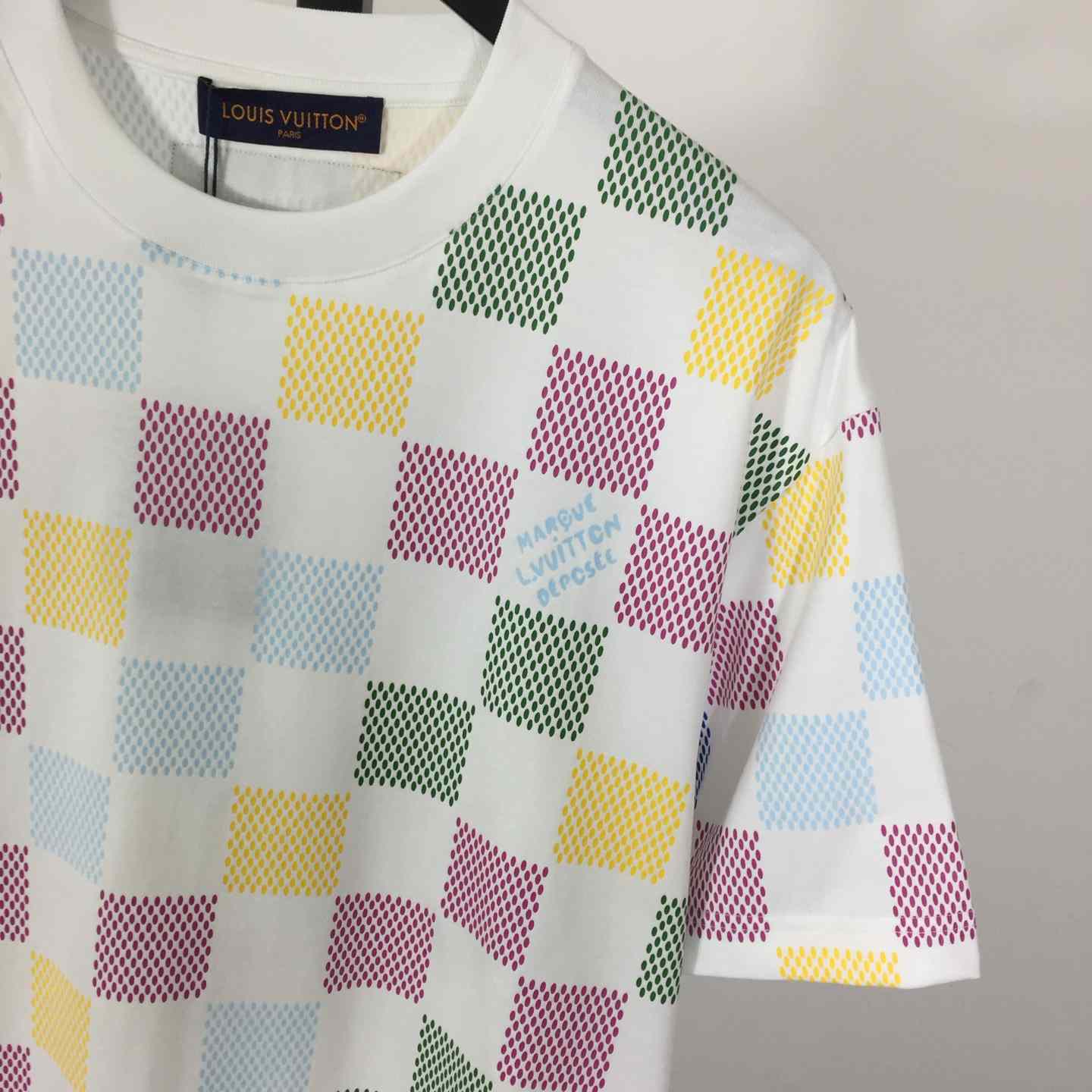 Louis Vuitton Damier Jacquard Short-sleeved Crewneck T-shirt - FashionPlug