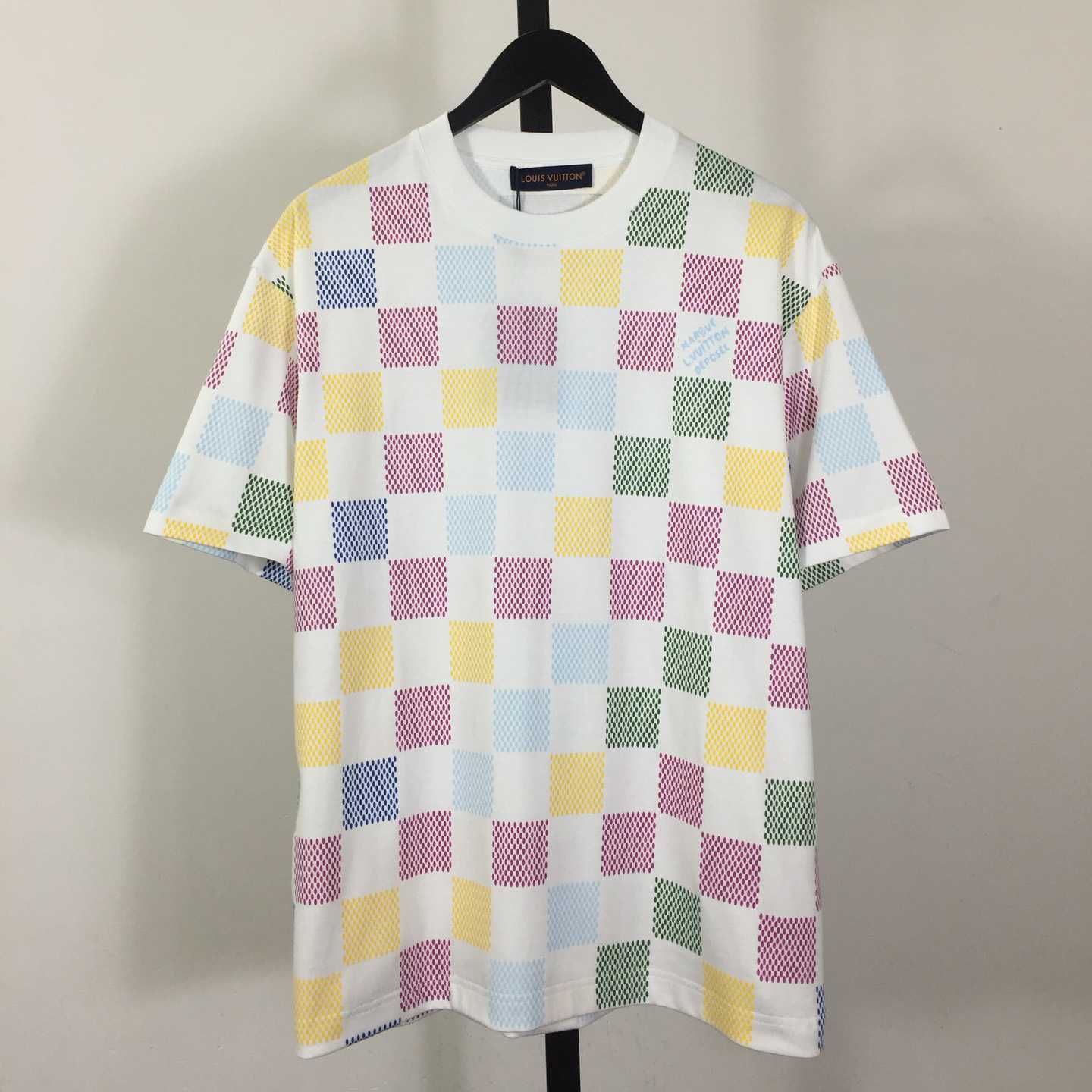 Louis Vuitton Damier Jacquard Short-sleeved Crewneck T-shirt - FashionPlug