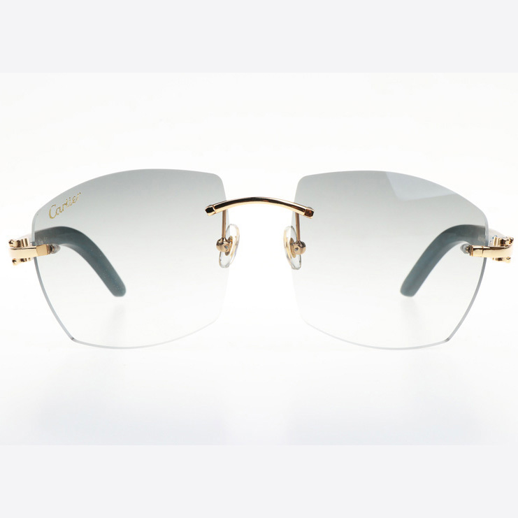 Cartier CT 4189706 Green Wood Sunglasses In Gold Gradient Grey - FashionPlug