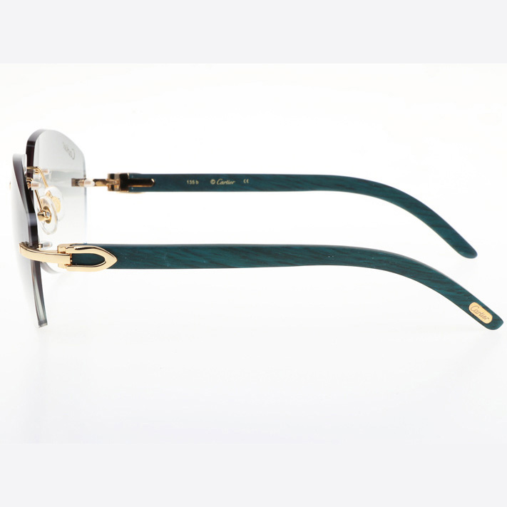 Cartier CT 4189706 Green Wood Sunglasses In Gold Gradient Grey - FashionPlug