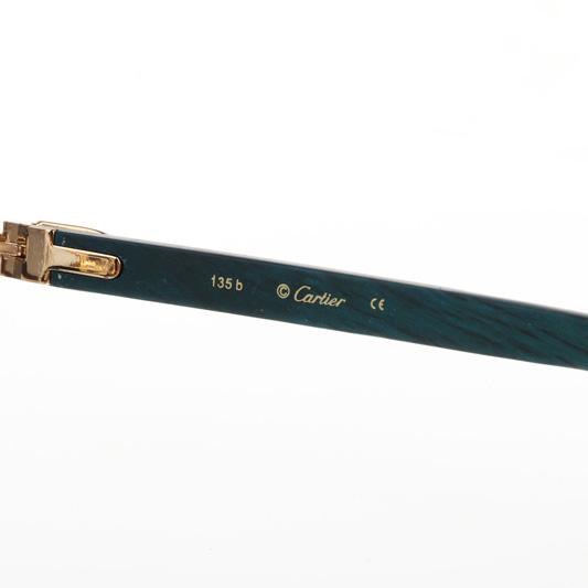 Cartier CT 4189706 Green Wood Sunglasses In Gold Gradient Grey - FashionPlug