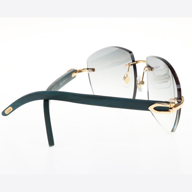 Cartier CT 4189706 Green Wood Sunglasses In Gold Gradient Grey - FashionPlug