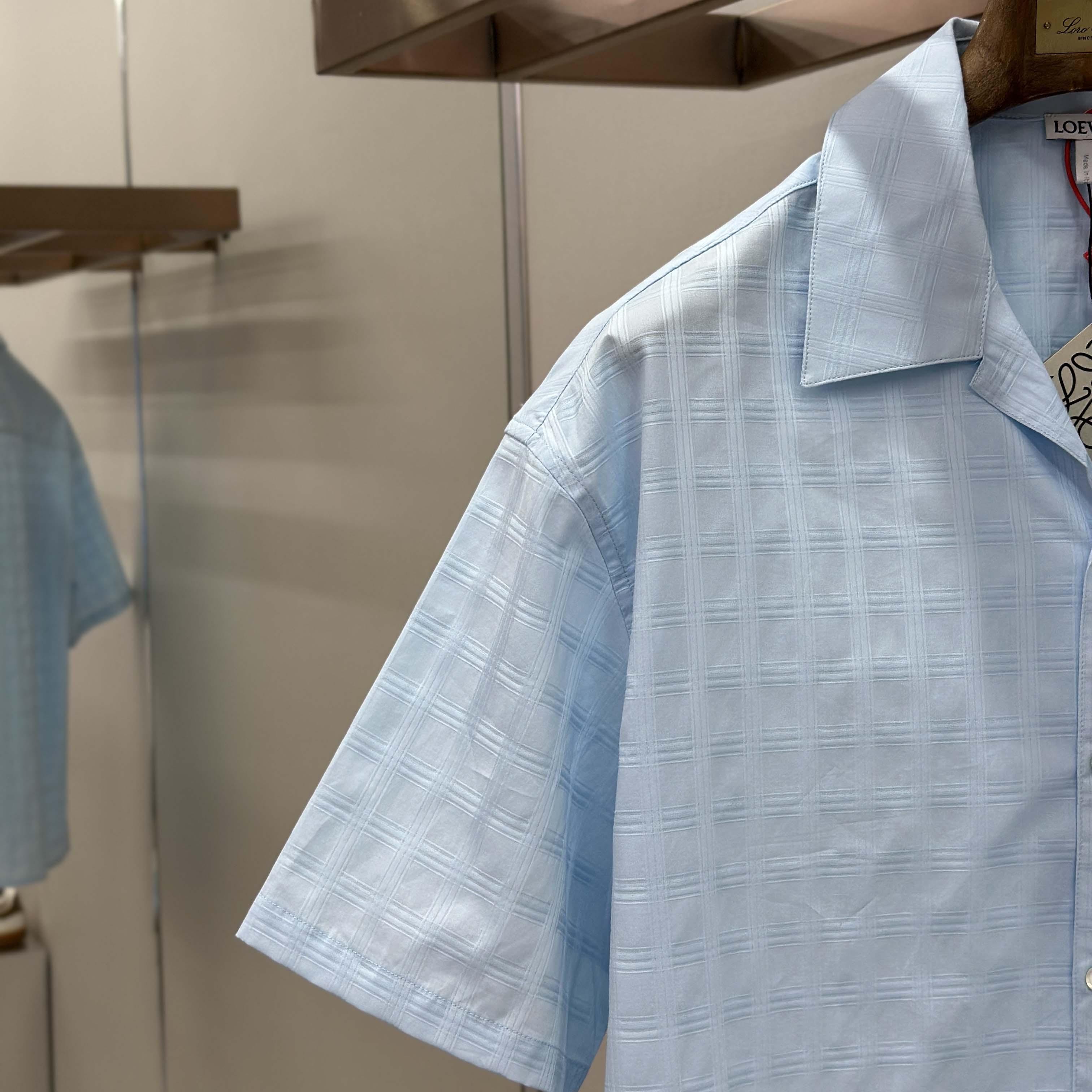 Loewe Short Sleeve Shirt in Cotton Blue - FashionPlug