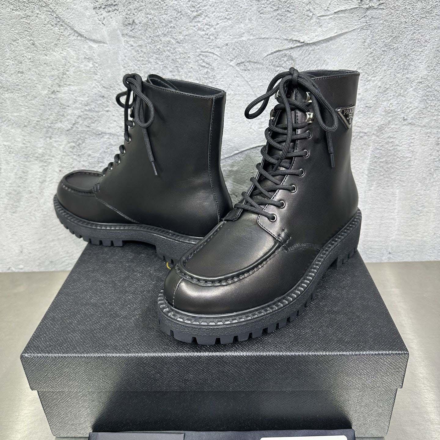 Prada Lace-up Lug-sole Boots - FashionPlug