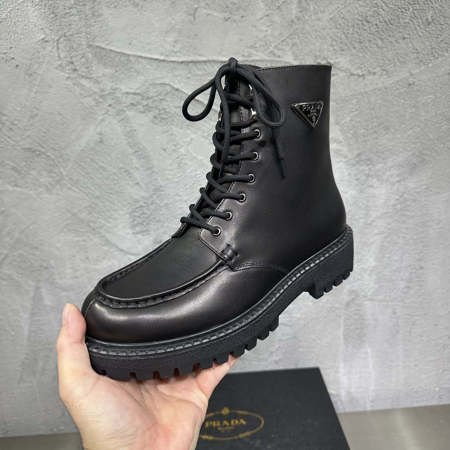 Prada Lace-up Lug-sole Boots - FashionPlug
