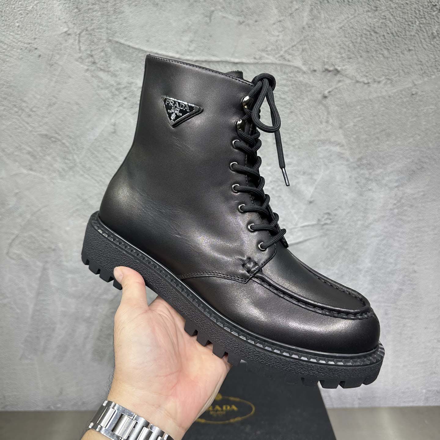 Prada Lace-up Lug-sole Boots - FashionPlug