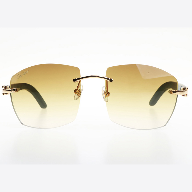 Cartier CT 4189706 Green Wood Sunglasses In Gold Gradient Brown - FashionPlug