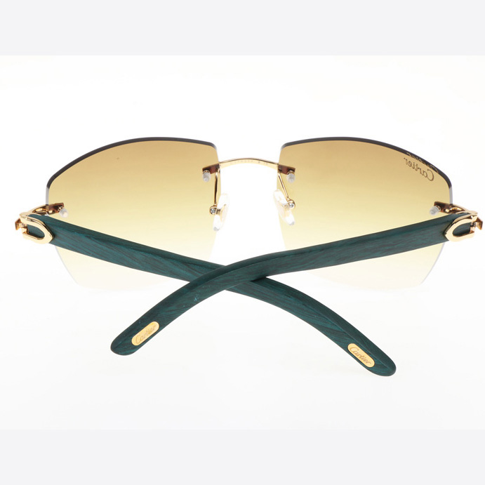 Cartier CT 4189706 Green Wood Sunglasses In Gold Gradient Brown - FashionPlug
