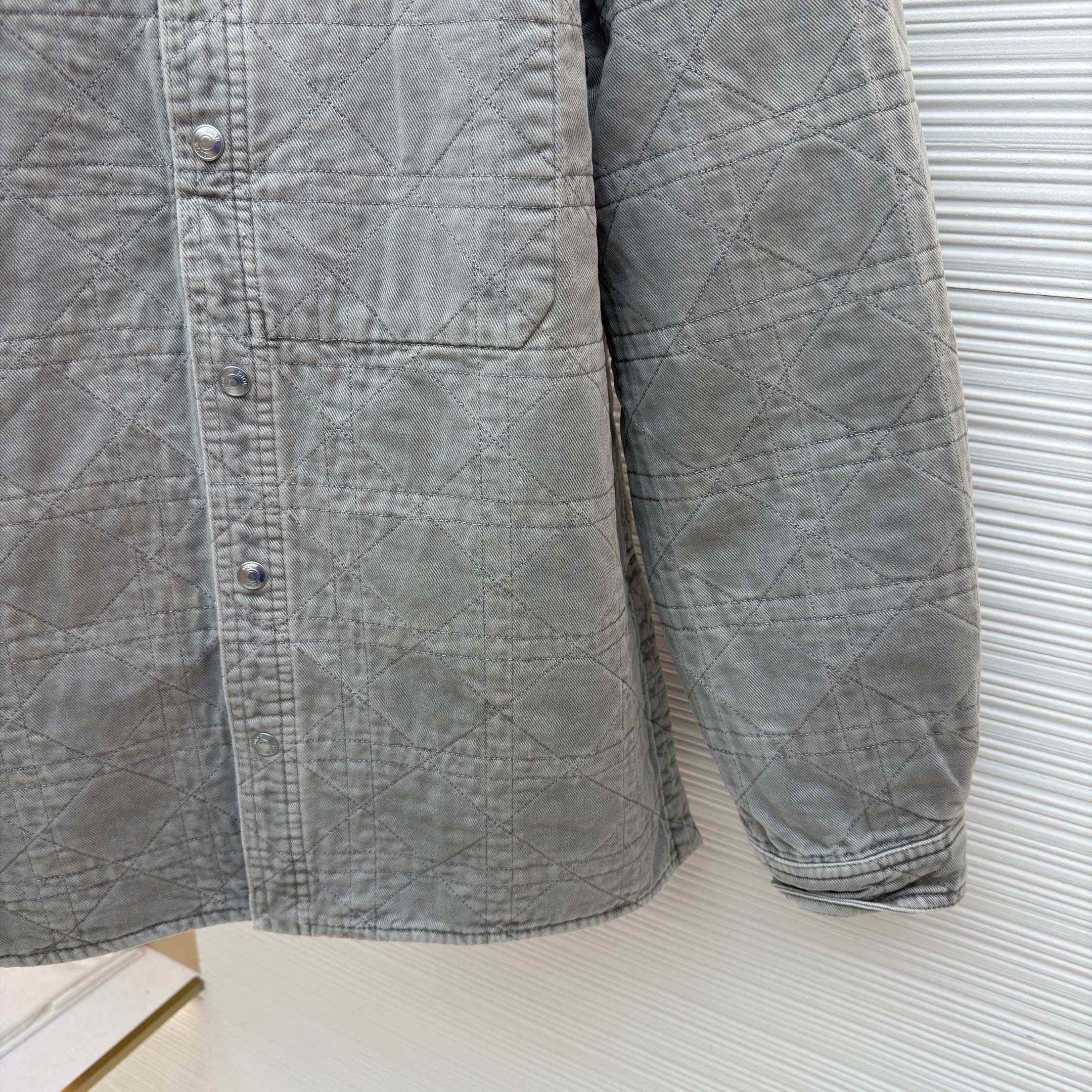 Dior Cannage Overshirt Gray Cotton Twill - FashionPlug