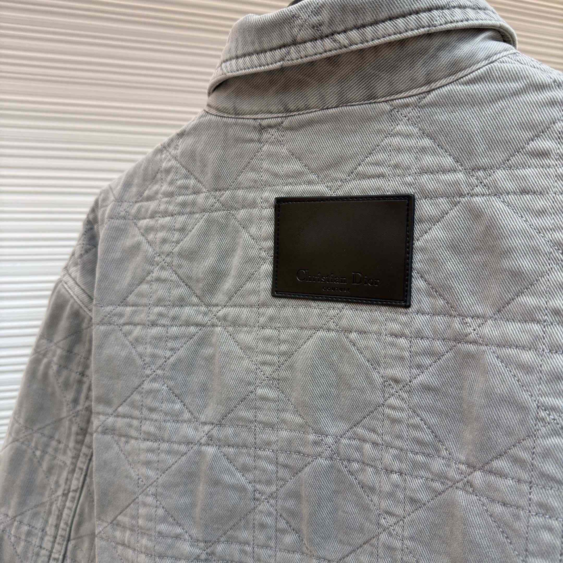 Dior Cannage Overshirt Gray Cotton Twill - FashionPlug