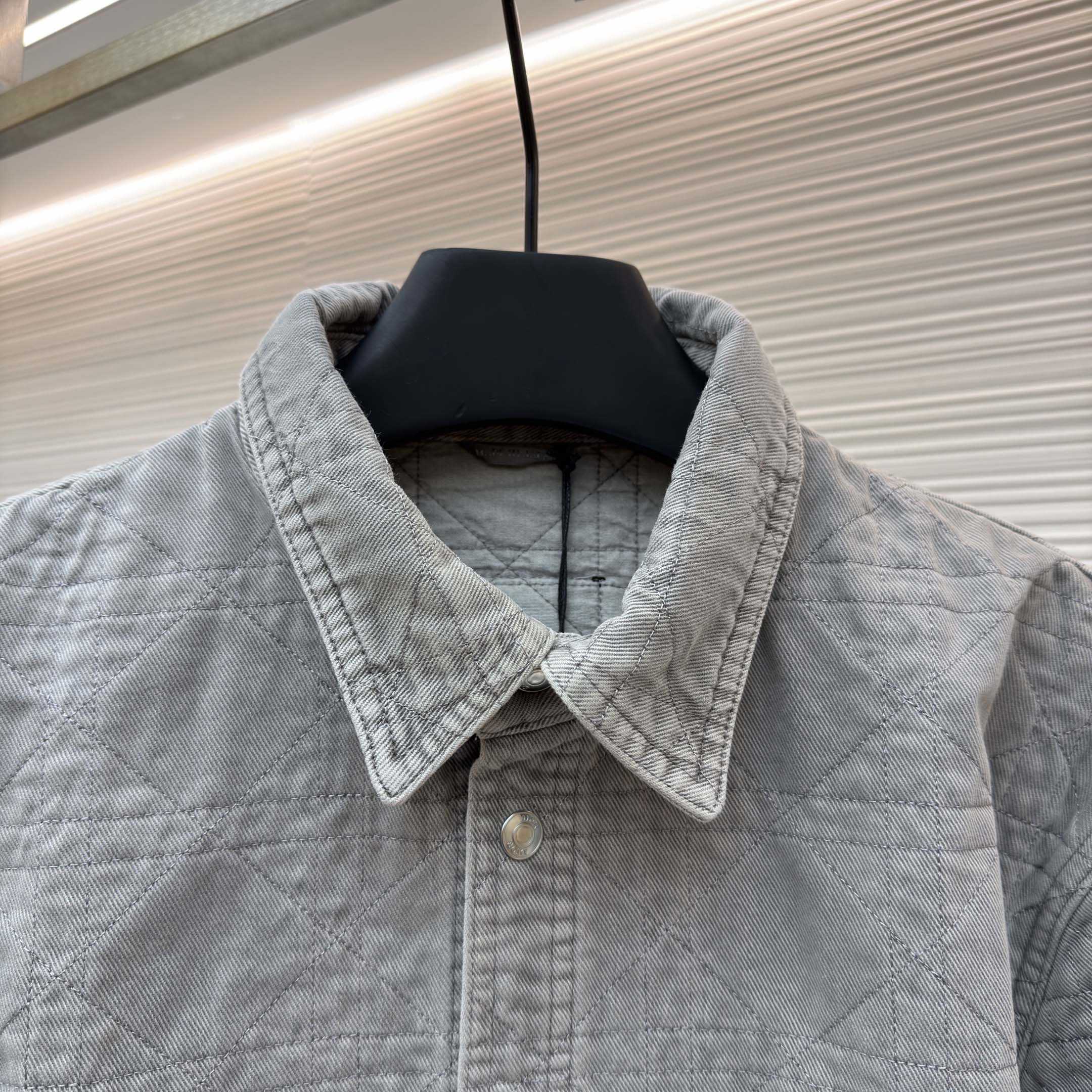 Dior Cannage Overshirt Gray Cotton Twill - FashionPlug