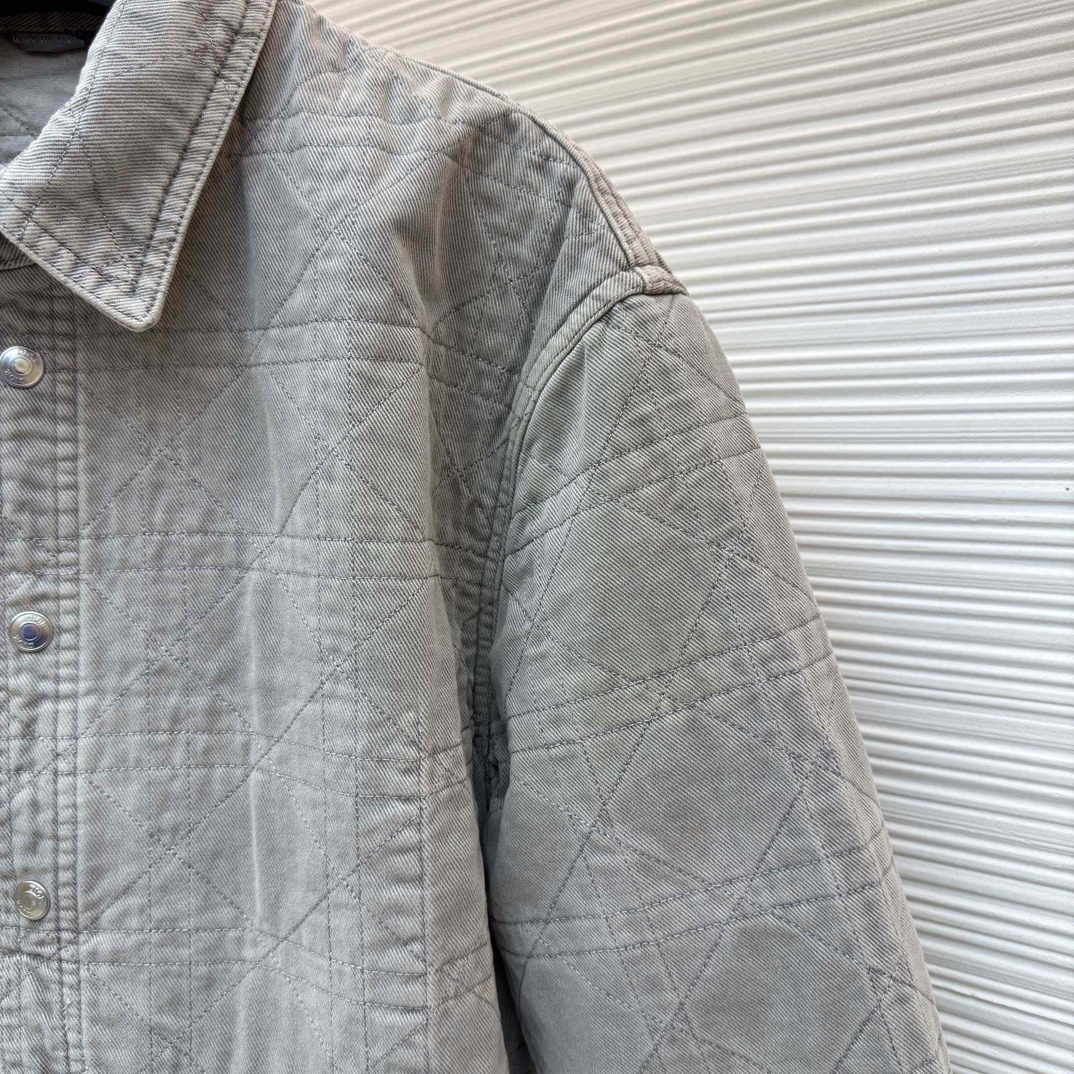 Dior Cannage Overshirt Gray Cotton Twill - FashionPlug