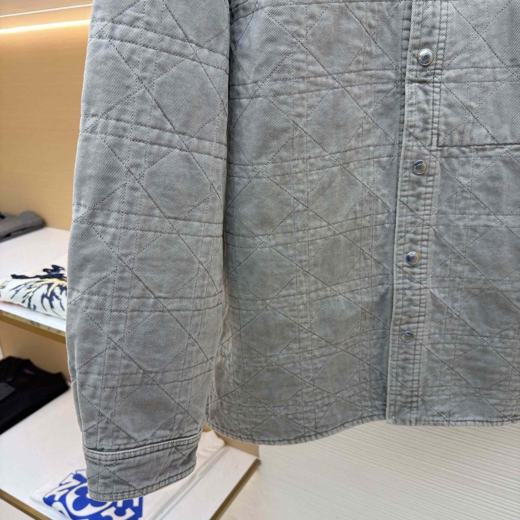 Dior Cannage Overshirt Gray Cotton Twill - FashionPlug